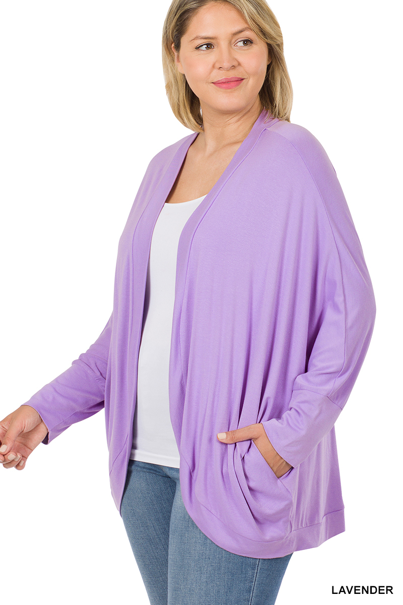 Plus Size Cocoon Wrap Cardigan Duster Rayon Span Crepe Fabric