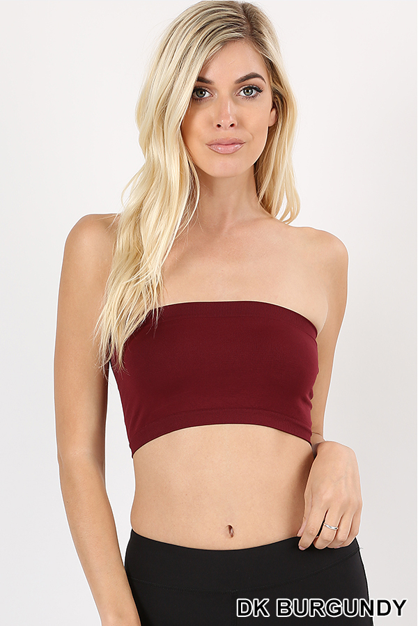 Tight Fitting Sexy Strapless Bandeau Tube Top, Crop Top, Seamless Strapless Bandeau Stretch material Solid Color Crop Top