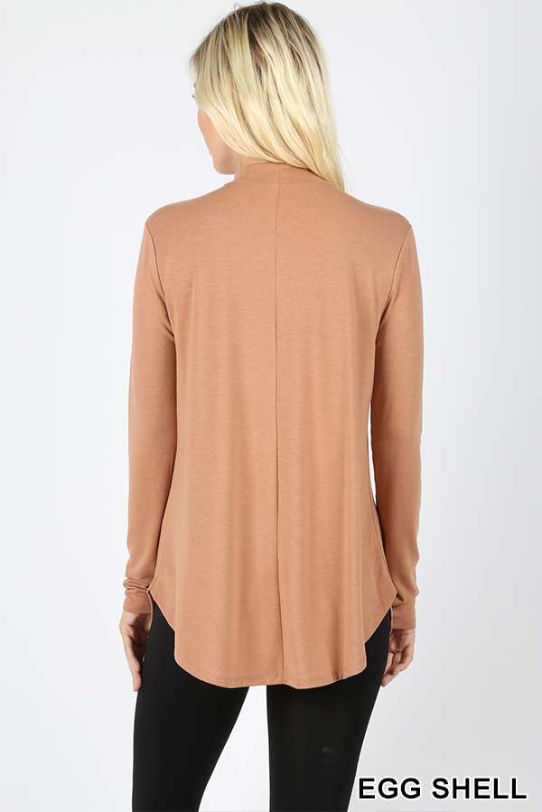 Long Sleeve Mock Neck Round Hem Top formal wear and casual top
