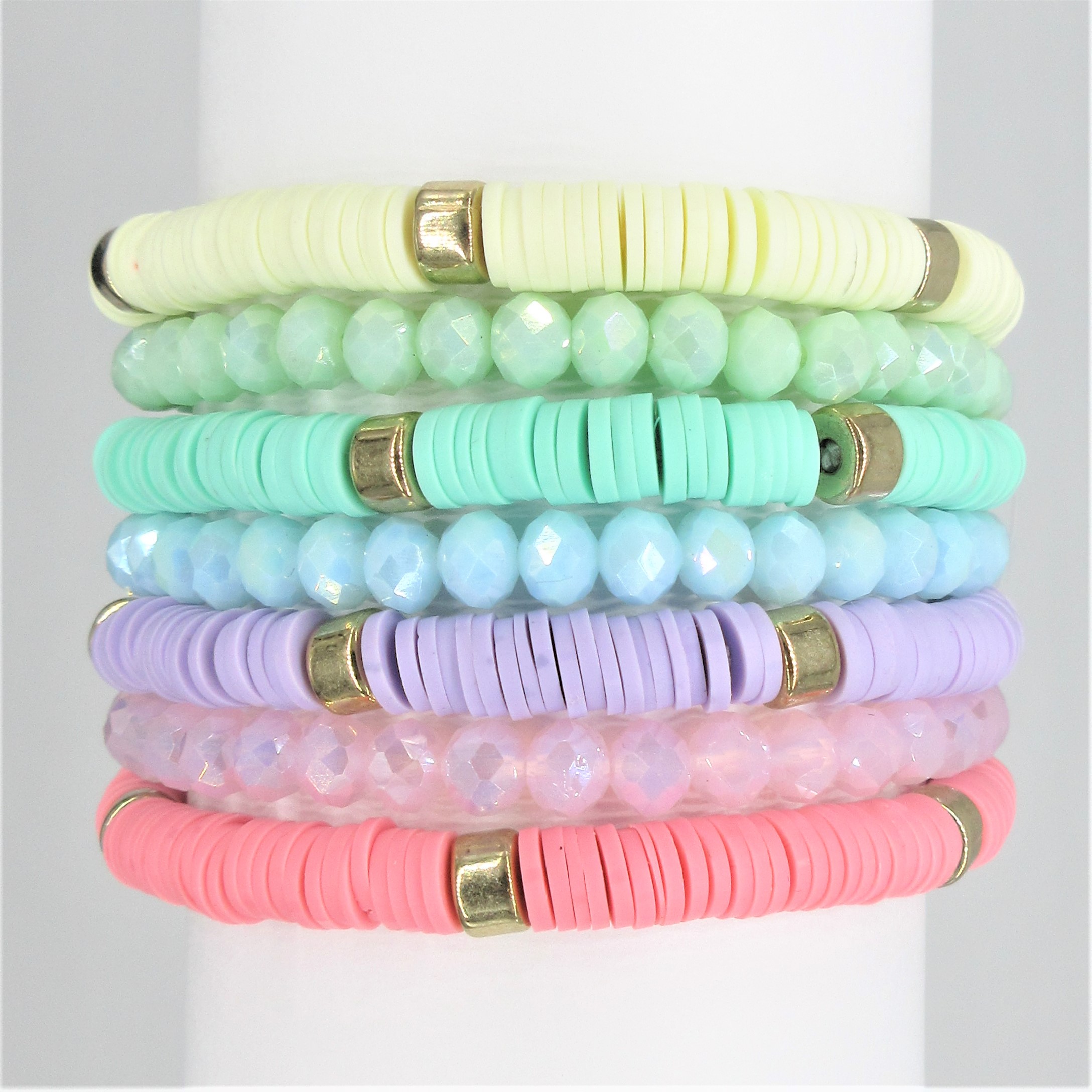 7 Stack Stretch Bracelet Multi-color BOHO style stretch bracelets