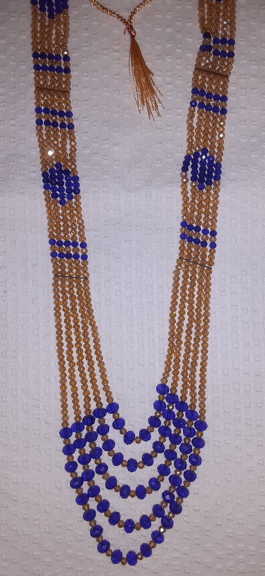 Gold & Purple Multi-Strand Beaded Necklace 5 Strands - 36