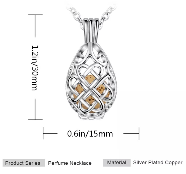 Celtic Knot Essential Oil Diffuser Teardrop Pendant Necklace with 15