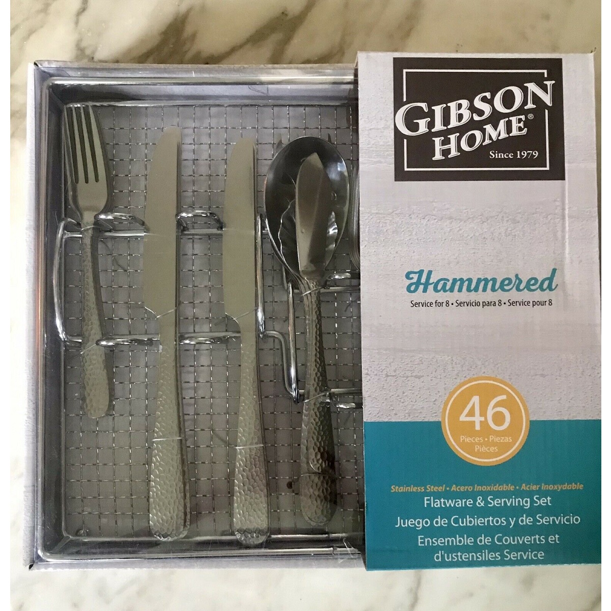 Gibson Home Hammered 46 Piece Flatware & Serving Set Gibson 109532.46 - Serving for 8