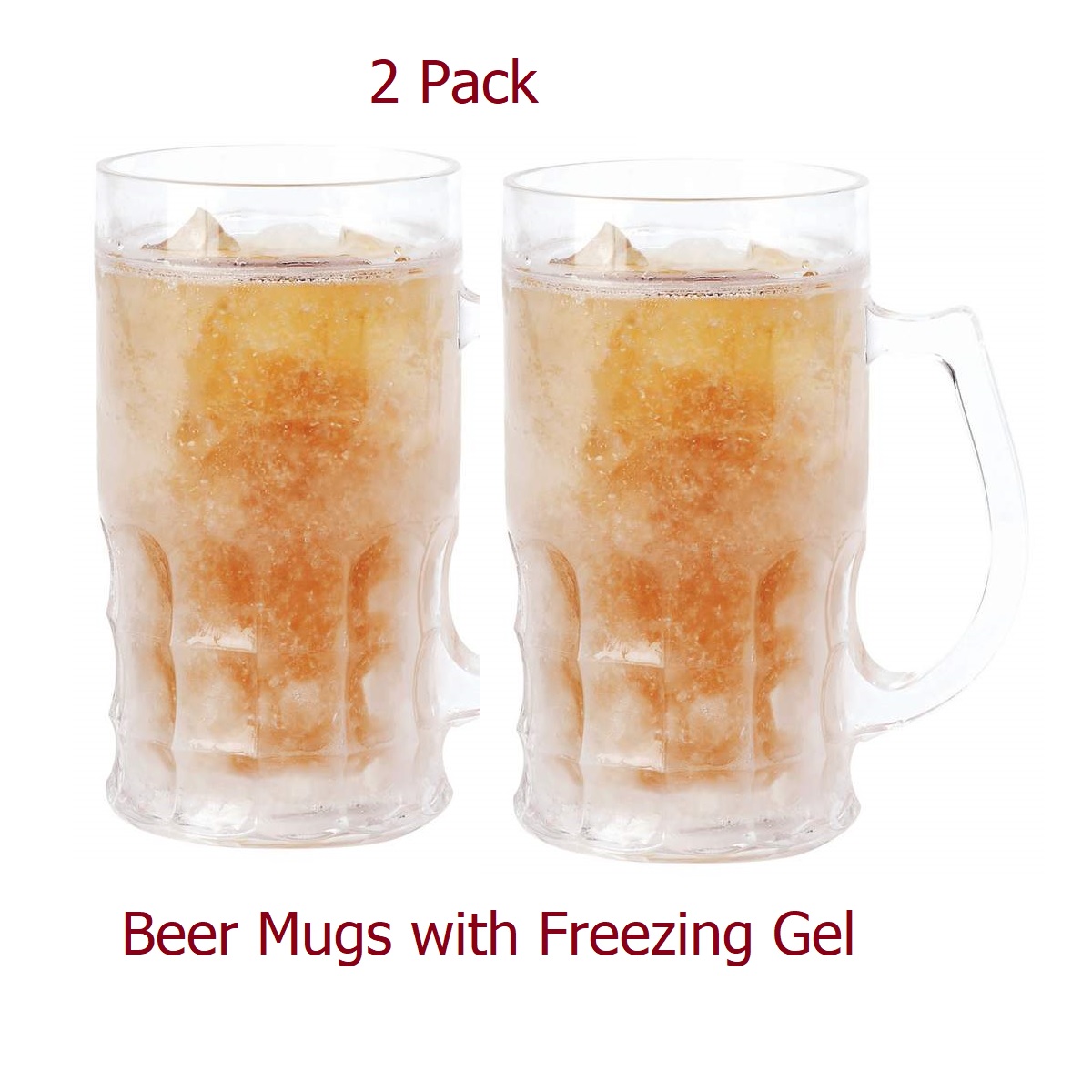 14oz Beer Mug with Freezing Gel, 2 pack,