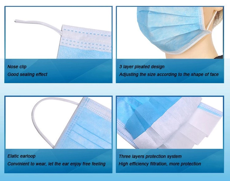 Disposable elastic earloop face mask,blue,medical,dental,anti virus,pollen,protection,