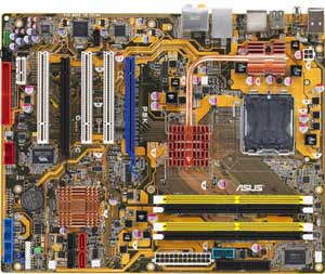 Asus P5K Motherboard, SSupports Intel ® Core2 Quad / Core2 Extreme / Core2 Duo / Pentium ® Extreme / Pentium ® D / Pentium ® 4 / Celeron ® D  processor in the Socket LGA 775, Intel ® P35 chipset, 2 x PCI Express x16, 1 x PCIe x1, 3 x 32-bit  PCI, DDR2,  LAN, USB, IDE, SATA2, eSATA, RAID, Firewire, Audio, SPDIF, ATX Form Factor