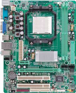 Biostar NF61S-M2 TE Motherboard, Supports AMD Athlon 64 X2 Dual-Core /  Athlon 64 FX / Athlon 64 / Sempron processor in the Socket AM2, nVidia GeForce 6100 chipset, 1 x PCIe x16, 1 x PCIe x1, 2 x 32-bit 33MHz PCI, DDR2, LAN, USB, IDE, SATA2, Video, Audio, SPDIF, Micro-ATX Form Factor