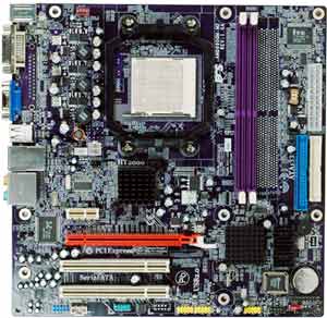 ECS AMD690GM-M2 (V1.0A) Motherboard, Supports AMD Athlon 64 X2 Dual Core/ Athlon 64 / Sempron in the Socket AM2, AMD® 690G chipset, 1 x PCIe x16, 1 x PCIe x1, 2 x 32-bit 33MHz PCI, DDR2, LAN, USB, IDE, SATA2, RAID, Video (VGA & DVI), Audio, SPDIF, Micro-ATX Form Factor