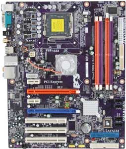 ECS NF650i SLIT-A (V1.0) Motherboard, Supports Intel® Core2  Quad / Core 2 Extreme / Core 2 Duo / Pentium D / Celeron Processors  in the Socket LGA775, NVIDIA nForce 650i SLI chipset, 2 x PCI Express x16 slot (SLI mode: 8X, 8X), 2 x PCIe x1, 2 x 32-bit 33MHz PCI, DDR2, LAN, USB, IDE, SATA2, RAID, Audio, SPDIF, ATX Form Factor