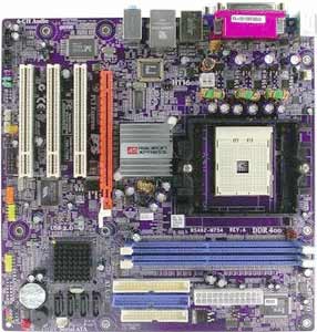 ECS RS482-M754 Motherboard, Supports AMD Athlon 64/Sempron processor in the Socket 754 + Athlon CPU 3200+, ATI® RS482  chipset, 1 x PCIe x16, 3 x 32-bit 33MHz PCI, DDR, LAN, USB, IDE, SATA, RAID, Video, Audio, SPDIF, Firewire, Micro-ATX Form Factor