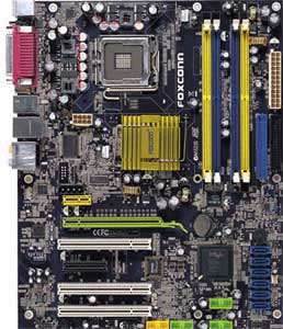 Foxconn P9657AA-8KS2H Supports Intel ® Core2 Duo, Pentium ® D, Pentium ® 4 and Celeron ® D processors in the LGA 775 package, Intel ® P965 chipset, 1 x PCIe x16, 1 x PCIe x4,  1 x PCIe x1, 3 x 32-bit 33MHz PCI, DDR2, LAN, USB, IDE, SATA2, RAID, eSATA, Audio, SPDIF, ATX Form Factor