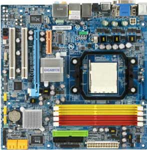 Gigabyte GA-MA69GM-S2H Motherboard, Support for Socket AM2+/ AM2 processors: AMD PhenomFX processor/ AMD Phenom processor/ AMD Athlon 64 FX processor/AMD Athlon 64 X2 Dual-Core processor/AMD Athlon 64 processor/AMD Sempron processor, AMD 690G   chipset, 1 x PCI Express X16,  1 x PCI Express X1, 2 x 32-bit 33MHz PCI, DDR2, LAN, USB, IDE, SATA2, RAID, Video, DVI & HDMI, Audio, SPDIF, Firewire, Micro-ATX Form Factor