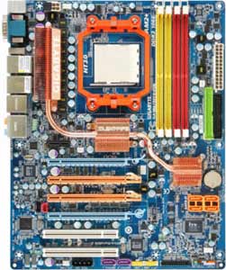 igabyte GA-MA790FX-DQ6 Motherboard, Support for Socket AM2+/ AM2 processors: AMD PhenomFX processor/ AMD Phenom processor/ AMD Athlon 64 FX processor/AMD Athlon 64 X2 Dual-Core processor/AMD Athlon 64 processor/AMD Sempron processor, AMD 790FX   chipset, 2 x PCI Express X16, 2 x PCI Express X8, 1 x PCI Express X1, 2 x 32-bit 33MHz PCI, DDR2, Dual LAN, USB, IDE, SATA2, RAID, eSATA, Audio, SPDIF, Firewire, ATX Form Factor