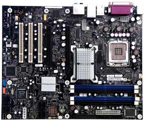 Intel  D955XBK Motherboard Socket&nbsp;775,955 chipset,3 PCI 3 PCI Express, DDR2, Onboard Audio, Lan,IDE, SATA, RAID, ATX Form Factor