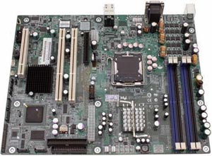 Intel SE7221BK1-E Motherboard, Single Intel ® Pentium ® 4 processor with 1 MB of integrated L2 cache Socket LGA 775  processors, Intel ®  E7221  chipset, 1 PCI-E x8, 2 PCI-X 100Mhz, 1 PCI 32 Bits, DDR, LAN, USB, IDE, SATA, RAID, Video, ATX  Form Factor