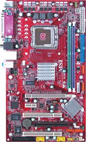 Socket 775 for Intel Pentium 4, Intel 915PL chipset, IDE, SATA, 1 PCI Express 16x, 1 PCI Express 1x, 1 AGR, 2 PCI, On-boad Audio, LAN, USB.  ATX.