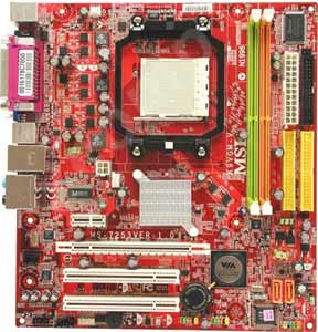 MSI K9VGM-V Motherboard, AMD ® Athlon 64/ 64X2 & Sempron in the socket AM2 package, VIA ® K8M890 chipset,  1 PCI Express x16, 1 PCI Express x1, 2 PCI, DDR2, LAN, USB, IDE, SATA,  RAID, Video, Audio, SPDIF, ATX Form Factor 