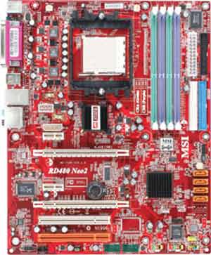 Socket&nbsp;939 for AMD Athlon 64/64 FX processor, ATI Radeon RD480 chipset, 3 DDR, 2 PCI Express 16x, 2 PCI, On-board Audio, LAN, USB, Firewire, SPDIF. ATX form factor. 