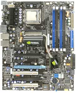 XFX MB-N680-ISH Motherboard, SLI Ready, Intel socket 775, Core 2 Extreme (dual and quad core), Core 2 Duo, Core 2 Quad, Celeron D, Pentium 4, Pentium D 9XX, Pentium D 8XX, Chipset nVidia nForce 680i LT SLI MCP, Supports 6 SATA ports with up to 3 Gbs, 4 Memory-bank DDR2 800 Up to 8 GB, 1 ATA-133 channel, 10 USB2 ports, 2 PCI-E 16x, 1 PCI-E 16x, 2 PCI-E 1x, 2 PCI 32 bits, 2 1x IEEE1394a ports, Dual Gigabyte Lan, Audio High Definition, ATX