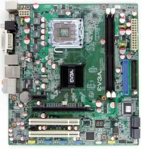 EVGA 112-CK-NF72-K1 Motherboard, Supports Intel ® Core2 Quad, Core2 Extreme, Core2 Duo, Pentium ® EE, Pentium ® D, Pentium ® 4, Celeron ® D processors in the LGA 775 package, nVidia GeForce 7050 chipset, 1 x PCIe x16, 1 x PCIe x1, 2 x 32-bit 33MHz PCI, DDR2,  LAN, USB, IDE, SATA2, RAID, Video, Audio, SPDIF, Micro-ATX Form Factor