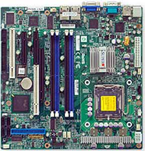 Supermicro PDSML-LN2+ Motherboard, Single LGA775 ZIF Socket, Supports an Quad-Core Intel ® Xeon ® 3200, Dual-Core Intel ® Xeon ® 3000,  Quad-Core Intel ® Core2 Extreme, Intel ® Core 2 Quad, Core2 Duo, Pentium ® 4, Pentium ® D, Celeron ® D, Intel 3000 chipset, 1 (x8) PCI-E or 1x 32-bit 33MHz PCI, 1 (x4) PCI-E, 1x PCI 32-bit 33MHz, DDR2 DIMM Up to 8 GB, Dual LAN, USB, IDE, SATA,  RAID, Video, Micro ATX Form Factor