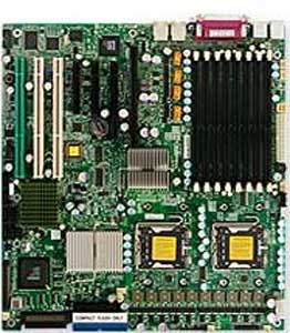 Supermicro X7DB8+ Motherboard, Chipset Intel ® 5000P (Blackford),2 PCI-E (x8), 1 PCI-E (4x), 2 PCI-X 64-bit 133MHz , 1 SEPC, 1 PCI-X 64-bit 100MHz, DDR2 up to 64 GB, Video, Dual LAN, USB, IDE, SATA, SCSI, Enhanced Extended ATX Form Factor
