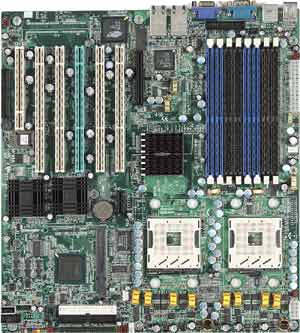 Tyan Thunder i7520 Dual 604 Socket for Pentium Xeon, Intel E7520, 8 DDR, 5 PCI-X, 1 PCI Express 8x, 1 PCI, VIDEO, LAN, USB, IDE, RAID Support. 