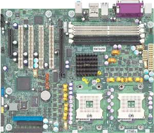 Tyan Thunder i7525 Dual 604 Socket for Intel Xeon, Intel E7525, 8 DDR2 DIMM, 1 PCI Express 16x, 2 PCI-X, 2 PCI, AUDIO, LAN, USB, IDE, SATA, SCSI Support. 