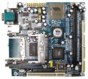 VIA EPIA MII10000G+CCM01 C3 1.0GHz, VIA C3/ VIA Eden EBGA processor, VIA CLE266 & VT8235M, 1x 184pin DDR-266 DIMM, Max Capacity 1GB, 1x PCI slot, 2x ATA-133 channels, onboard audio, video, lan, Mini-ITX