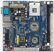 VIA EPIA-VB6002G, Socket 479 support Intel Pentium M/ Celeron M processor, VIA VN800 VT8237R, 1x 240pin DDR2-533 DIMM, Max capacity 1GB, Mini-ITX (6 layers), 1x PCI slot 