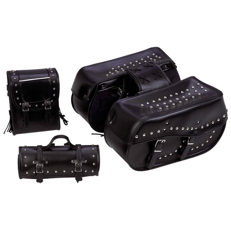 4pc Heavy-Duty Waterproof PVC Black Motorcycle Luggage Set