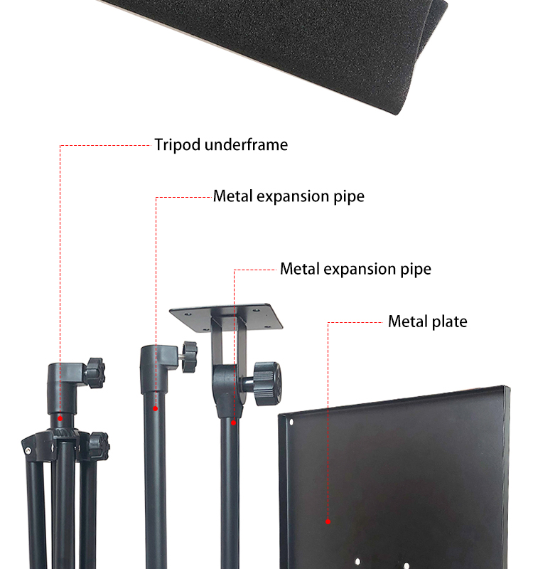 Floor mounted tripod stand for laptops, projectors, dj equipment, presentations. Height adjustable