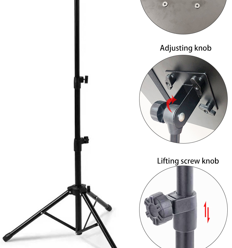 Floor mounted tripod stand for laptops, projectors, dj equipment, presentations. Height adjustable