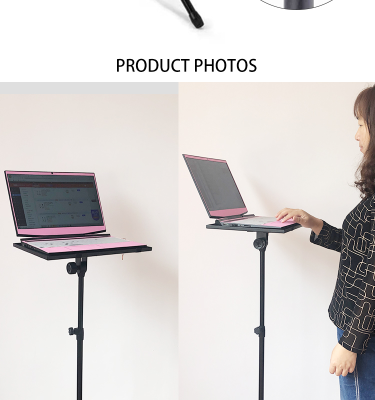 Floor mounted tripod stand for laptops, projectors, dj equipment, presentations. Height adjustable