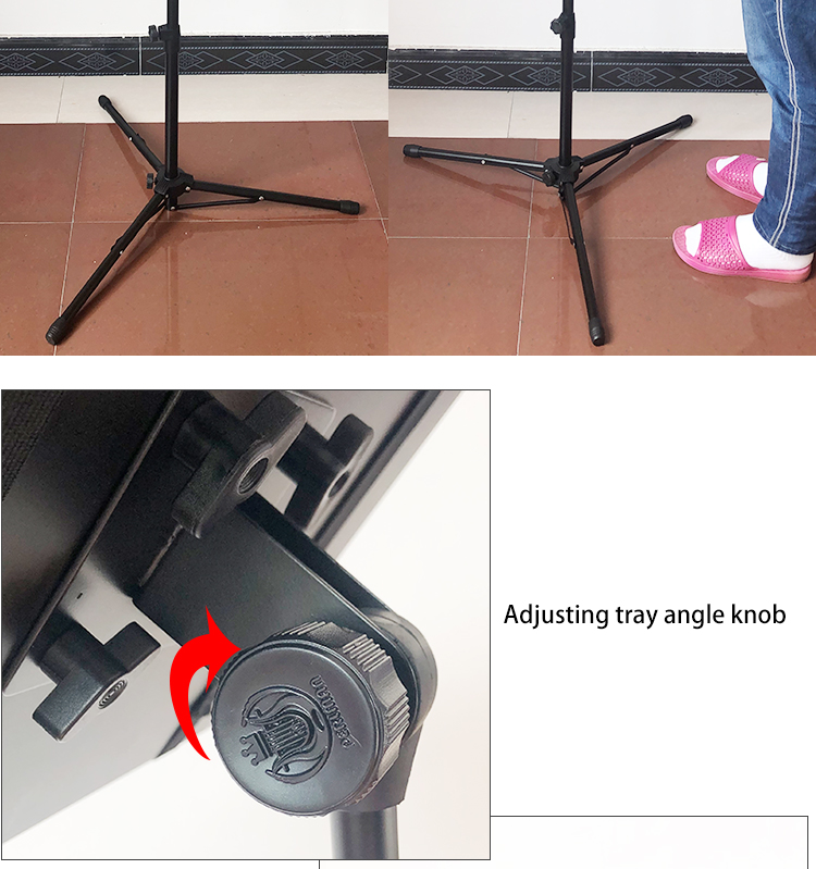 Floor mounted tripod stand for laptops, projectors, dj equipment, presentations. Height adjustable