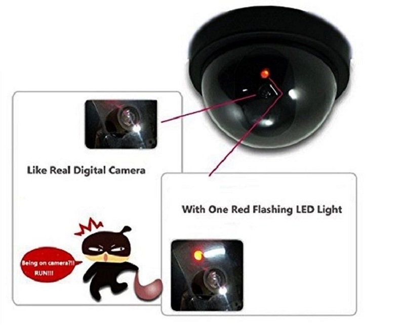Dummy Security Camera / Fake Security Camera Non-Functional Security Camera - Mini Dome Style CCTV Camera with flashing LED