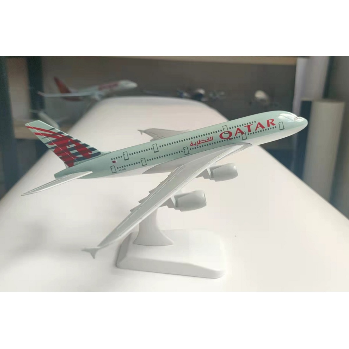 Qatar Airways Airbus A380 Replica Toy Model with Stand