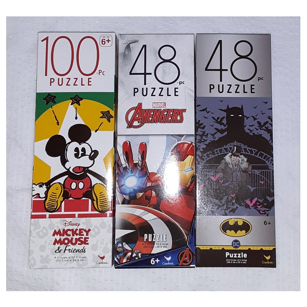 You get 3 puzzles. One each of Mickey Mouse & Friends, Avengers and Batman