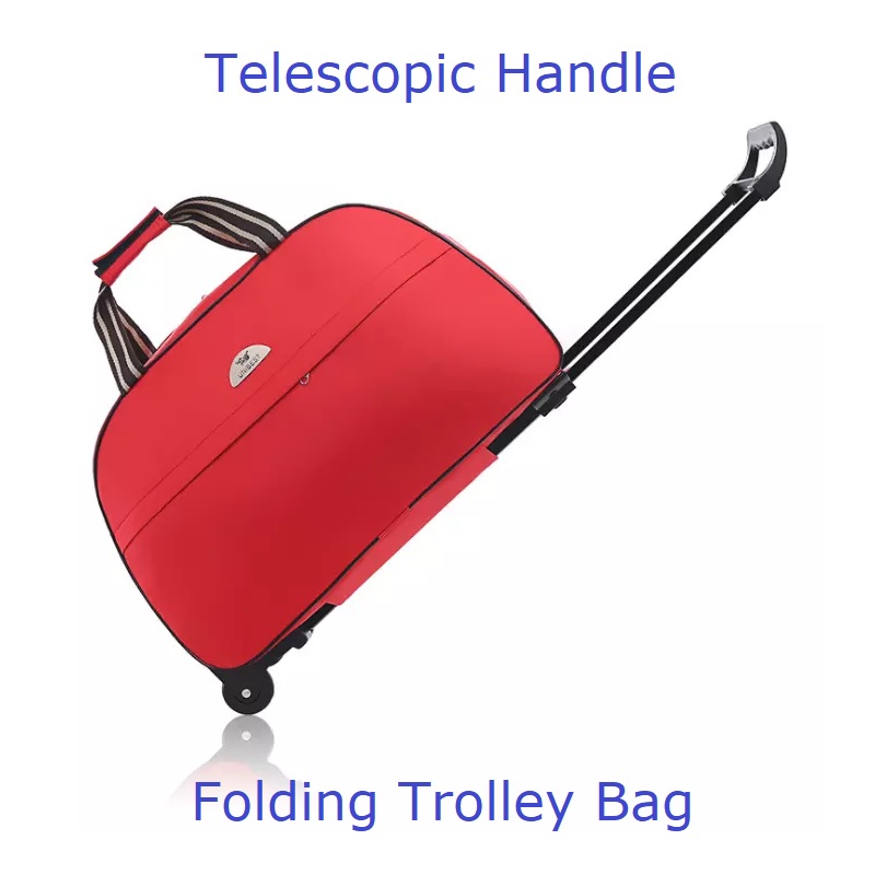 21 inch Folding travel bag with wheels with telescopic handle Carry-On Bag - Duffle Bag - Tote Bag - Overnight Bag