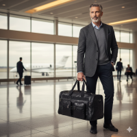 Genuine Leather  Duffle Bag 21" Mid Size Weekender Luggage Overnight Travel Bag Airline Carry On Bag