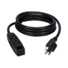 Qvs PC3PX-10 10FT 3 OUTLET 3 PRONG POWER EXTENSION CORD AC MALE TO FEMALE
