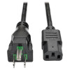 Eaton P006-003-HG10 EATON TRIPP LITE SERIES HOSPITAL-GRADE POWER CORD, NEMA 5-15P TO C13 - GREEN DOT
