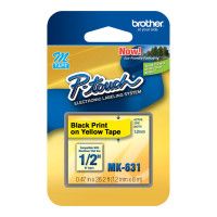 Brother MK631 PRINTER TAPE - THERMAL PAPER - BLACK ON YELLOW - ROLL (0.5 IN) - FOR PT100, PT11