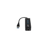 Rocstor Y10A179-B1 PREMIUM 3 PORT PORTABLE USB 3.0 HUB WITH GIGABIT ETHERNET 10/100/1000 - BUILT-IN