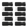 VERBATIM CORPORATION 70062 32GB PINSTRIPE USB FLASH DRIVE BLACK 10PK BUSINESS PACK