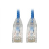 EATON TRIPP LITE SERIES CONNECTIVIT N201-S8N-BL 8IN CAT6 GB SNAGLESS MOLDED SLIM UTP PATCH CABLE RJ45 BLUE