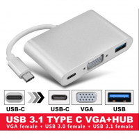 Addon USBC2VGAMF-AA 4IN USB 3.1 TYPE (C) MALE TO VGA FEMALE BLACK ADAPTER