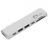 Siig JU-TB0412-S1 THUNDERBOLT 3 USB-C HUB HDMI WITH CARD READER & PD ADAPTER SILVER