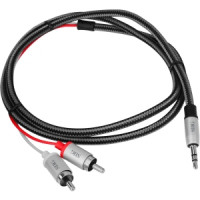 Siig CB-AU0E12-S1 WOVEN FABRIC BRAIDED 3.5MM STEREO MALE TO RCA MALE CABLE- 1M(3.3FT), 3.5MM TO RC