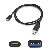 Addon USBC2USB3A1MB ADDON 1.0M (3.3FT) USB 3.1 TYPE (C) MALE TO USB 3.0 (A) MALE BLACK ADAPTER CABLE